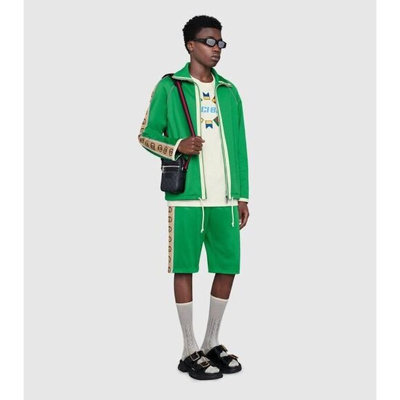 NWT Gucci Gg-jacquard Side-stripe Technical Track Jacket In Green Size XS - Picture 4 of 16